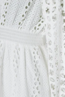 Broderie Lace V-Neck Midi Dress