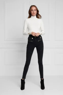 Buttoned Knit Roll Neck