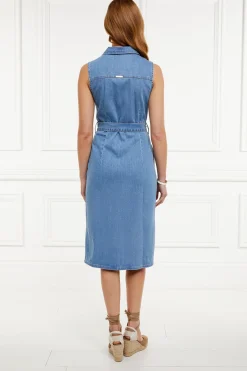 Denim Sleeveless Shirt Dress