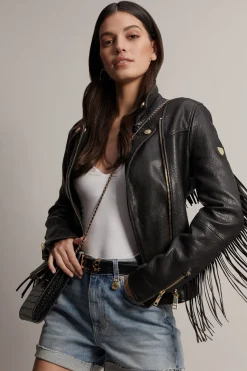 Fringed Leather Biker Jacket